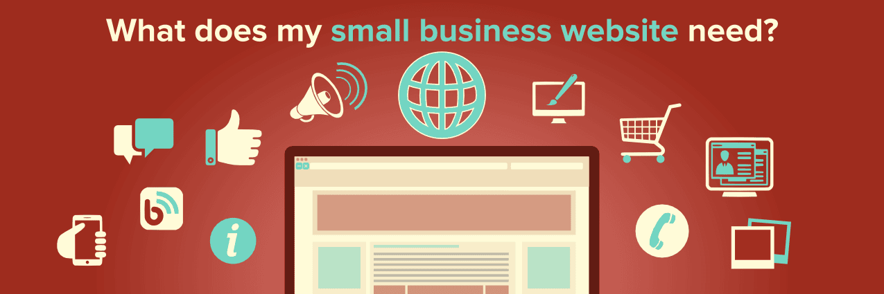 Graphic showing the vital components of a small business website